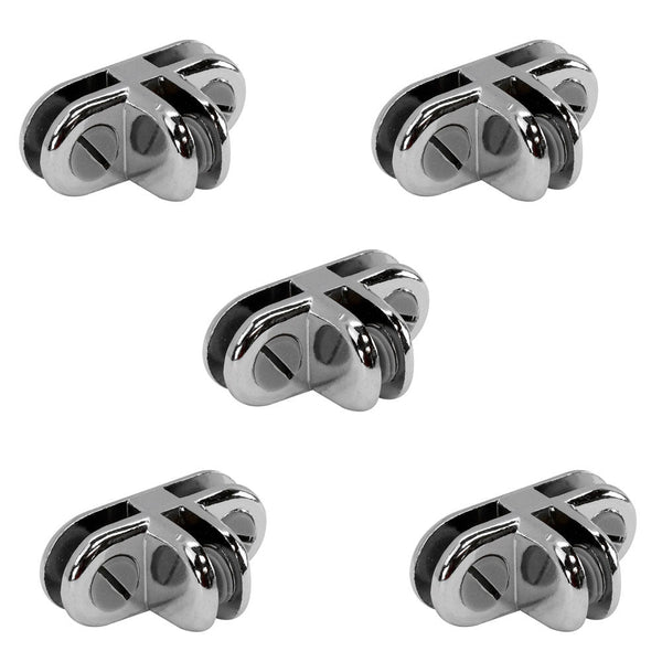 5 Pc Chrome 3 Way Glass Connector 3/16'' Use Cubic Cubbie Connector Clip Tempered Glass