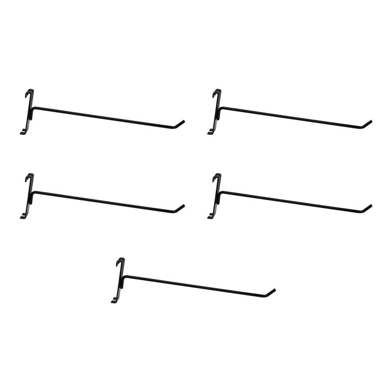 5 Pc GLOSS BLACK 12" Long Gridwall Hooks Grid Panel Display Wire Metal Hanger Retail Store