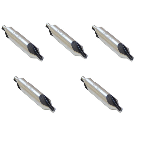 5 Pc HSS Center Drill no.6 #6 , 60 Degree 1-2" Body X 7-32" Pilot
