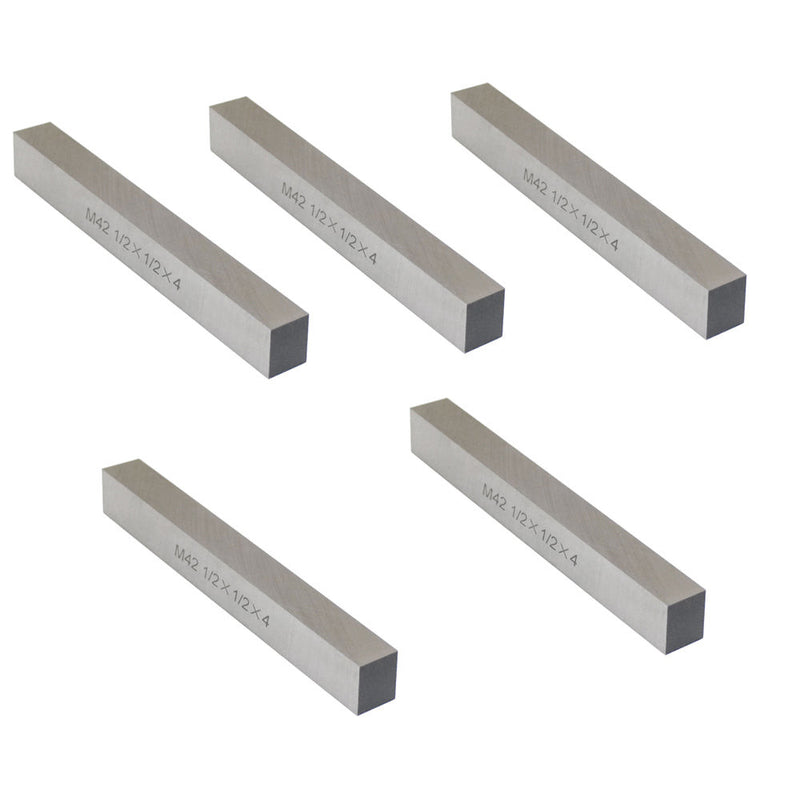 5 Pc M42 1/2'' x 1/2'' x 4'' Cobalt Steel Square Tool Bit Lathe Fly Cutter Mill Blank
