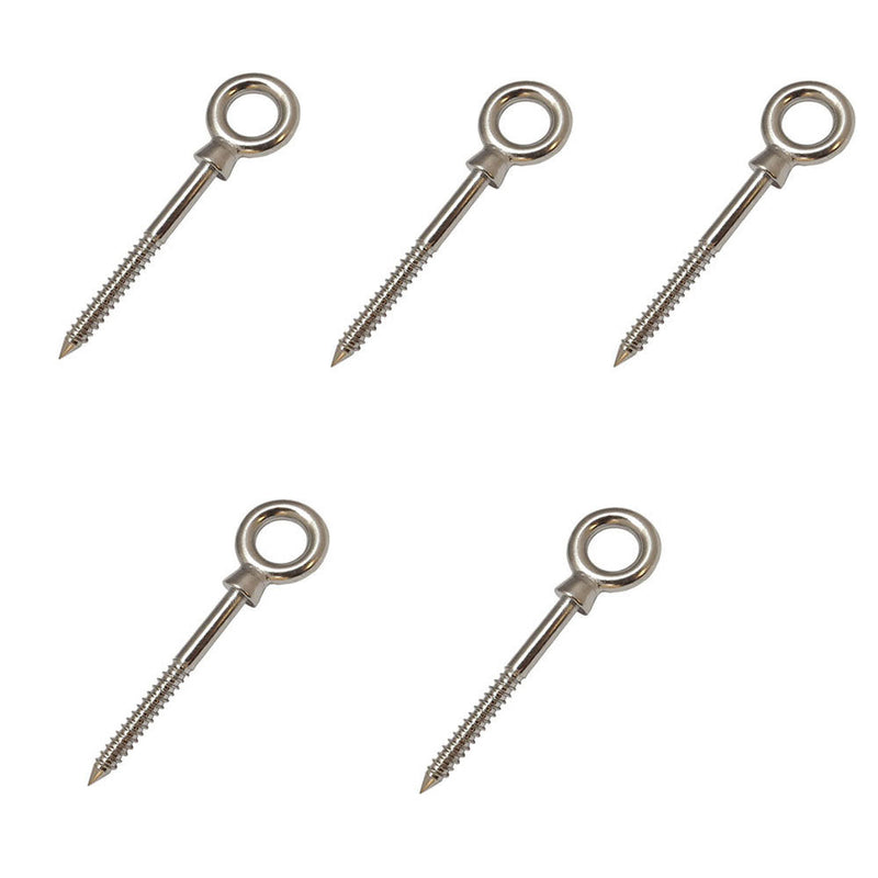 5 Pc Stainless Steel Marine 5/16'' x 3-3/16'' Stainless Steel Screw Lag Eye Bolt