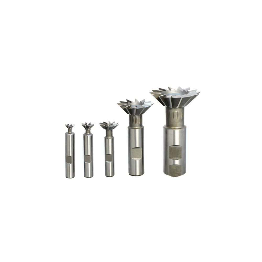 5 PCS 45 Degree HSS 3/8-1-7/8'' Dovetail Cutter End Mill Milling Flute Shank