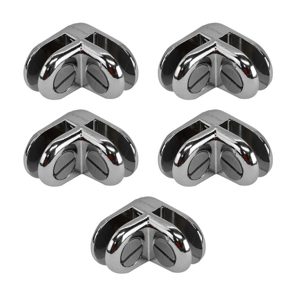 5 PCS CHROME 2 Way Glass Cube Connector Clip 3/16" Tempered Glass Shelf