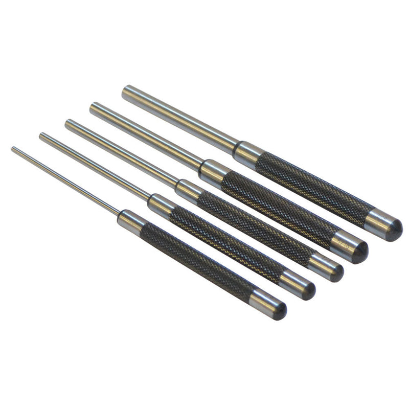 5 Pcs Steel 8'' long Drive Pin Punch Set Knurled body Punches Tool Set