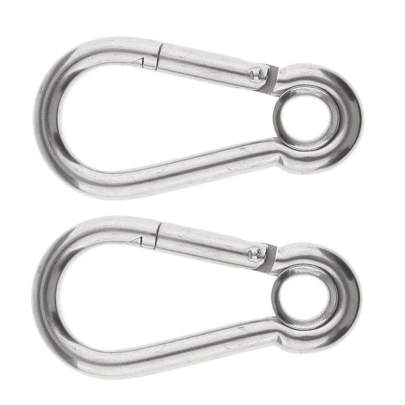 50 Pc 3/8" Boat Marine Stainless Steel Spring Snap Hook With Eyelet Carabiner 400 Lbs Cap. WLL