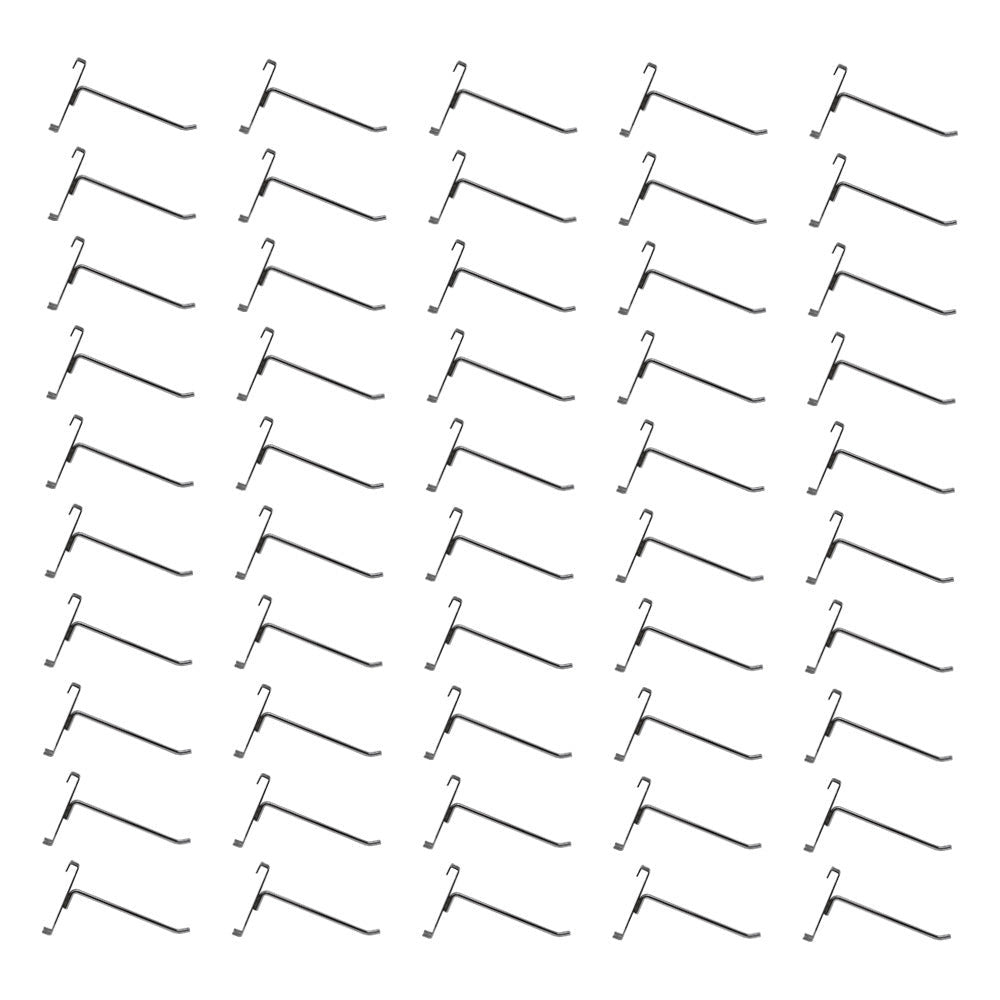 50 PC CHROME 4" Long Gridwall Hooks Grid Panel Display Wire Metal Hanger Retail
