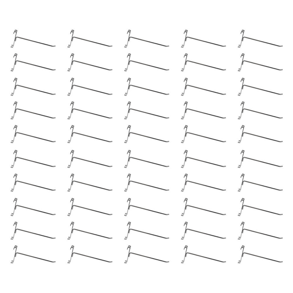 50 Pc Chrome 8" Long Gridwall Hooks Grid Panel Display Wire Metal Hanger Retail Store
