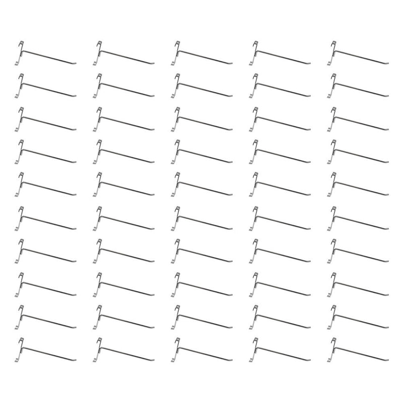 50 Pc Chrome 8" Long Gridwall Hooks Grid Panel Display Wire Metal Hanger Retail Store