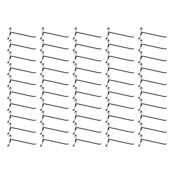 50 Pc GLOSS BLACK 8" Long Gridwall Hooks Grid Panel Display Wire Metal Hanger Retail Store