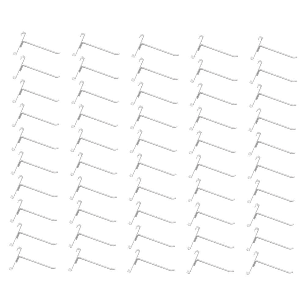 50 Pc GLOSS WHITE 6" Long Gridwall Hooks Grid Panel Display Wire Metal Hanger Retail Store