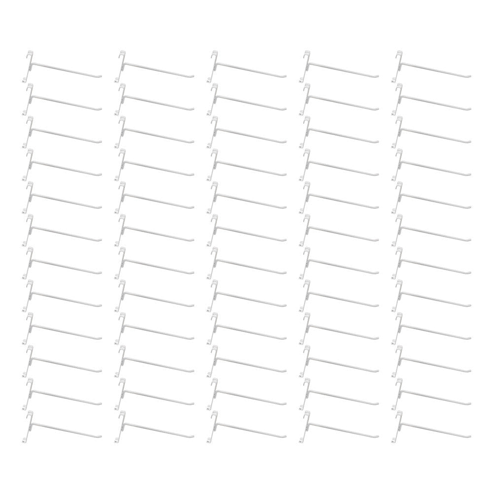 50 Pc GLOSS WHITE 8" Long Gridwall Hooks Grid Panel Display Wire Metal Hanger Retail Store