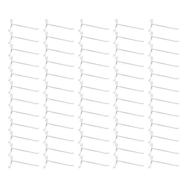 50 Pc GLOSS WHITE 8" Long Gridwall Hooks Grid Panel Display Wire Metal Hanger Retail Store