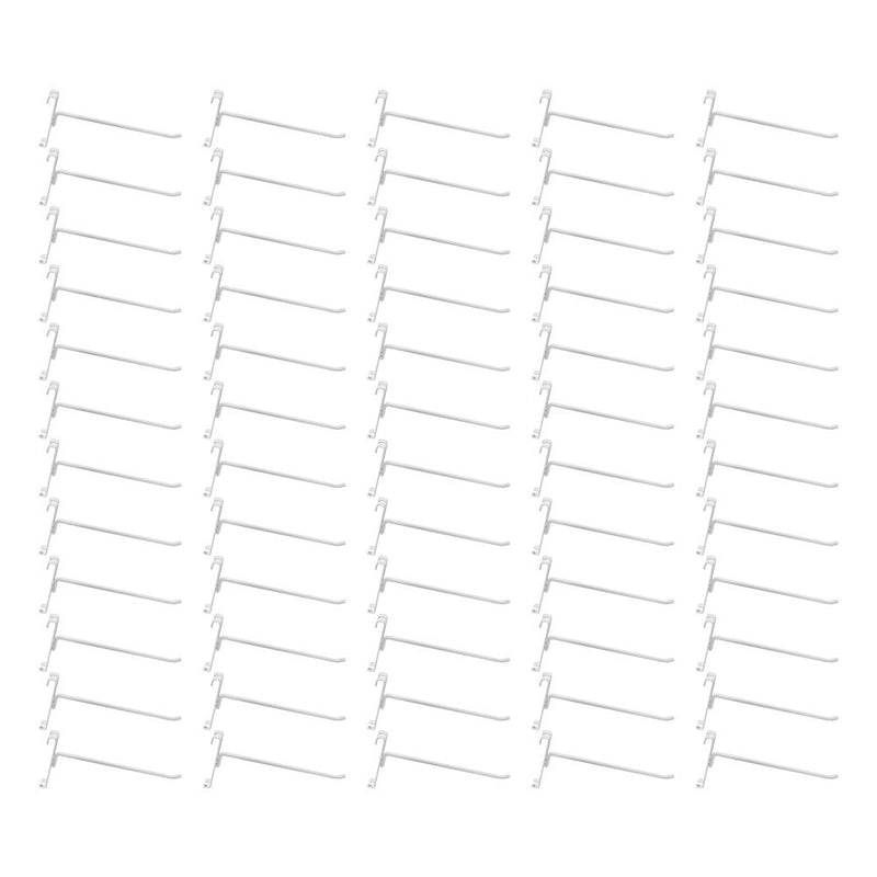 50 Pc GLOSS WHITE 8" Long Gridwall Hooks Grid Panel Display Wire Metal Hanger Retail Store