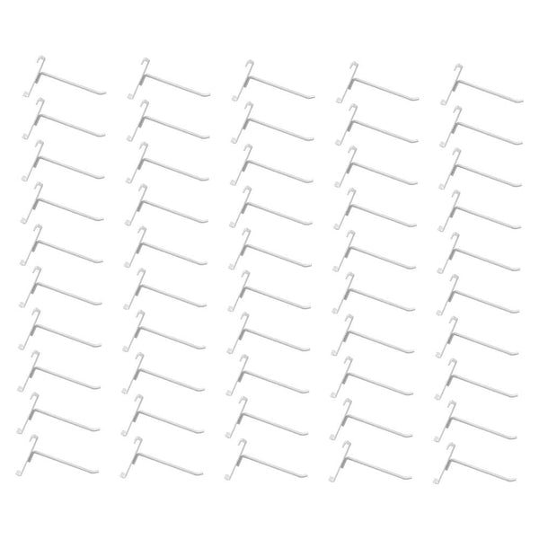 50 PC WHITE 4" Long Gridwall Hooks Grid Panel Display Wire Metal Hanger Retail