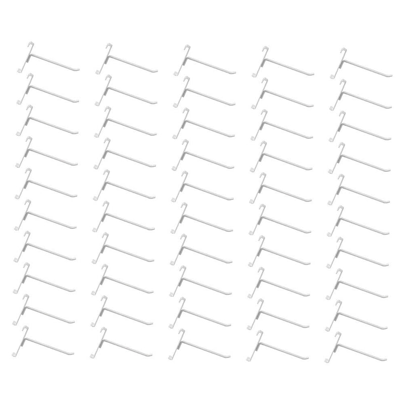 50 PC WHITE 4" Long Gridwall Hooks Grid Panel Display Wire Metal Hanger Retail