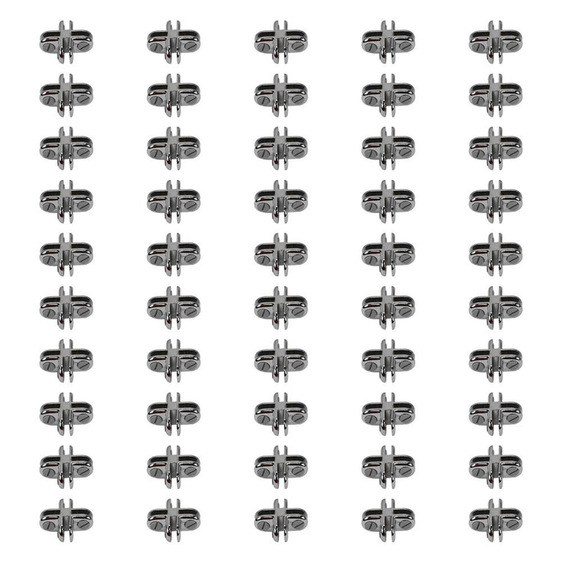 50 PCS CHROME 4 Way Glass Cube Connector Clip 3/16" Tempered Glass Shelf