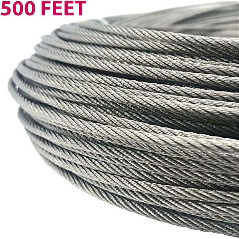 1/8" - 500 Ft - 7x19 Construction 316 STAINLESS STEEL 1/8" 7x19 Cable Rail Railing Wire Rope 316SS