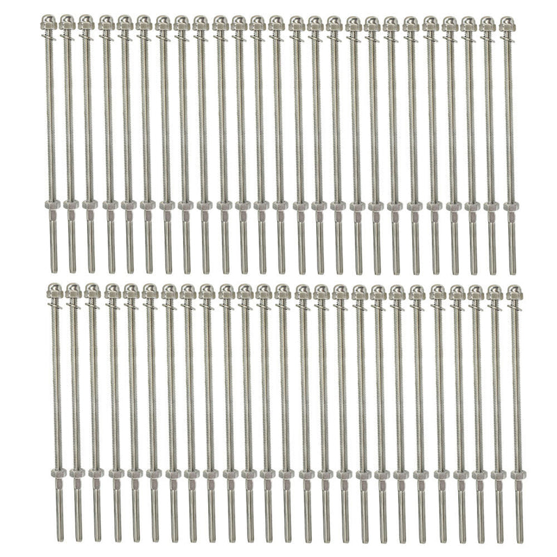 50PC 10'' 316 SS Hand Swage Long Thread End Fitting for 1/8" Cable Railing Rail