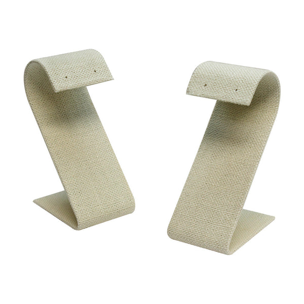 5PC 1-1/2" x 3-1/4" Curved Earring Display Stand Soft Linen Beige Jewelry Display Holder Organizer