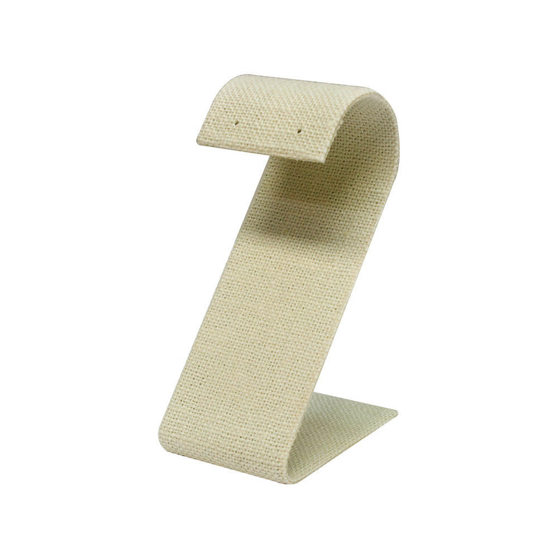 5PC 1-1/2" x 3-1/4" Curved Earring Display Stand Soft Linen Beige Jewelry Display Holder Organizer