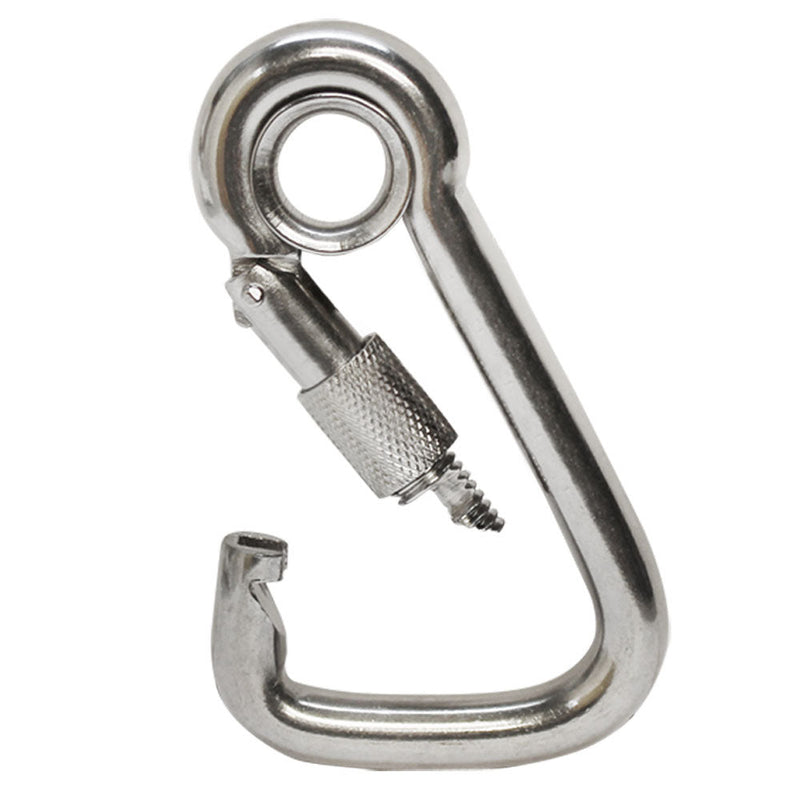 5pc 1/4" Marine Stainless Steel Carabiner Spring Snap Hook w- Eyelet+Screw Nut