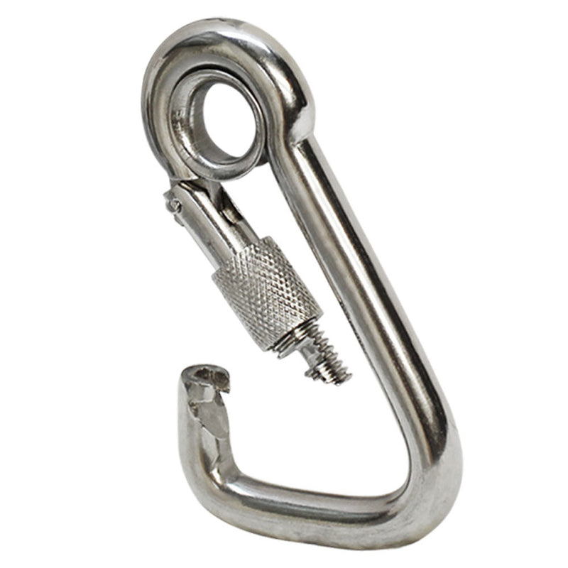 5pc 1/4" Marine Stainless Steel Carabiner Spring Snap Hook w- Eyelet+Screw Nut