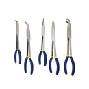 5PC 11'' Long Nose Pliers Set Bent Nose, Hose, Cable Hand Tool Pouch Automotive