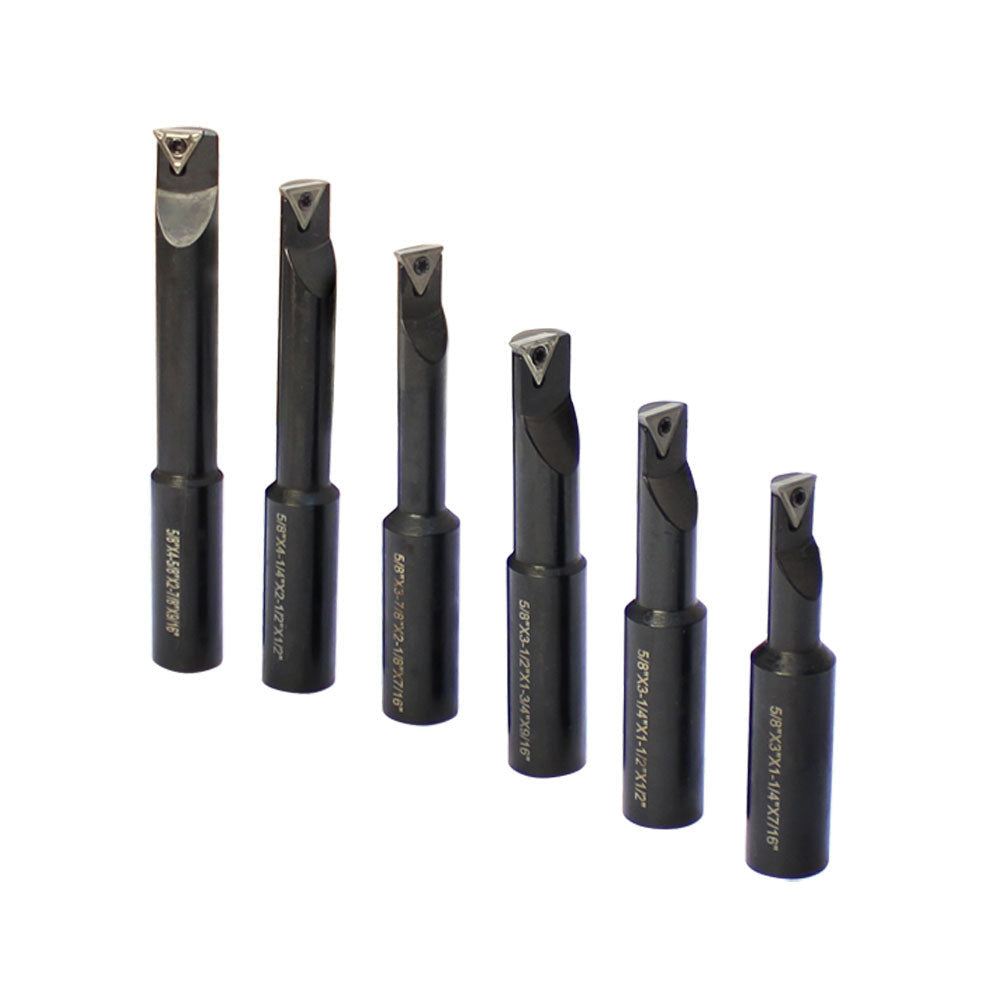 6 PC 5/8'' Shank Indexable Boring Bar Set Free TCMT Insert Bore Lathe Tooling