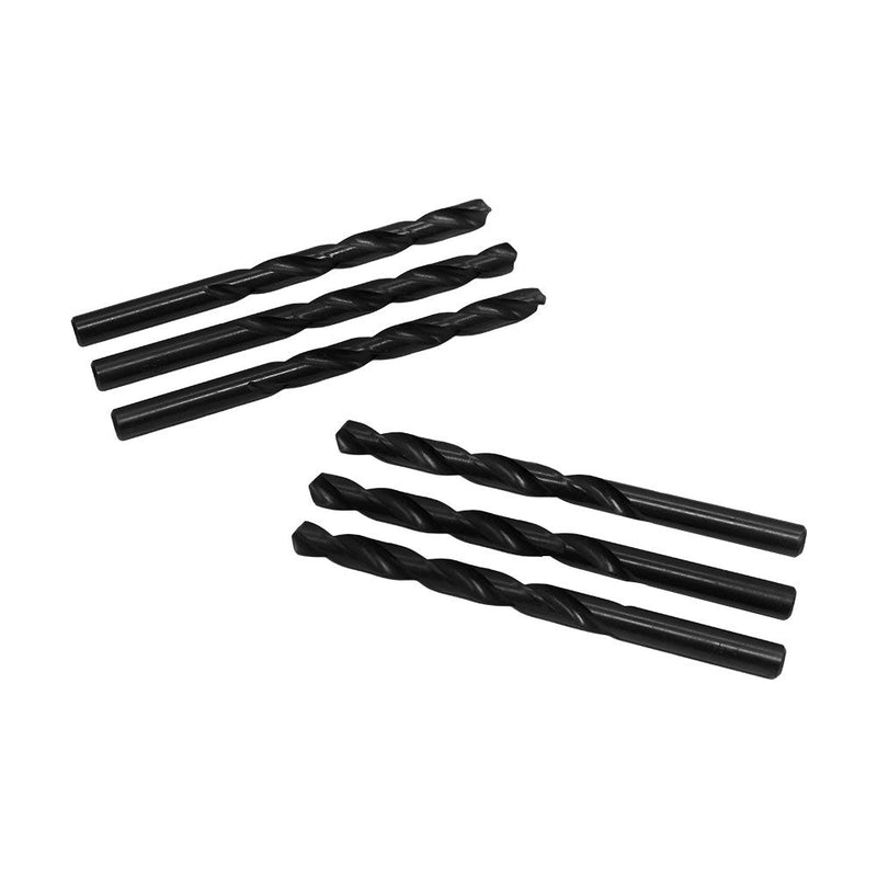 6 Pc 7.8mm HSS Black Oxide Jobber Length Twist Drill Set Straight Shank Drilling High Speed Steel