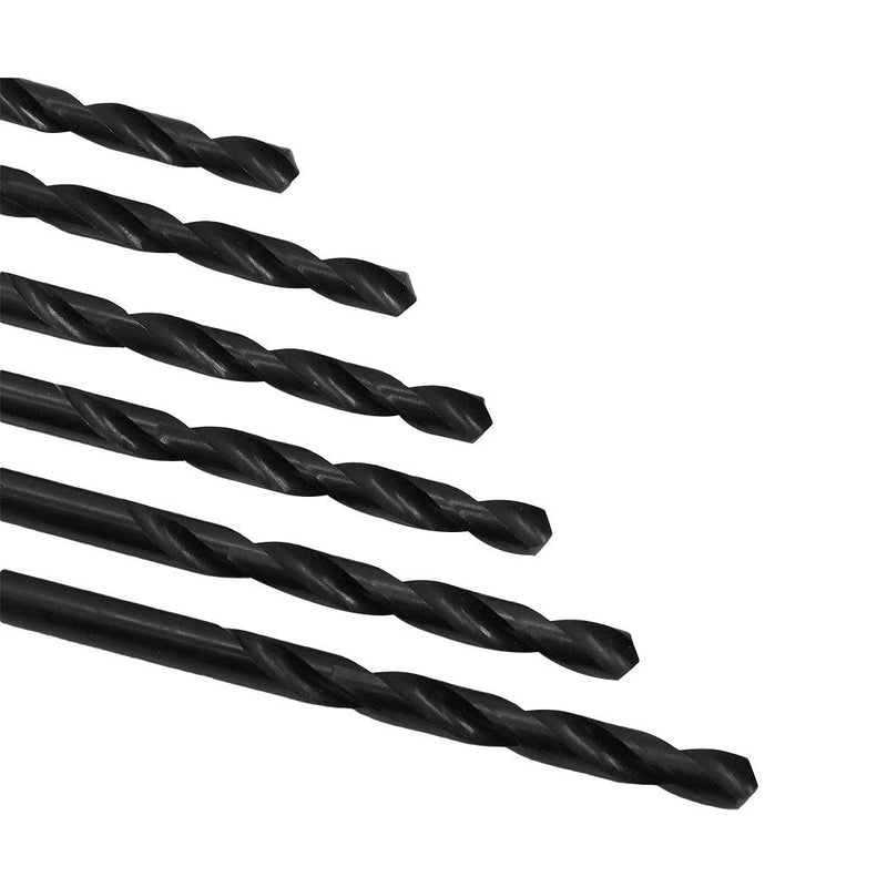 6 Pc 7.8mm HSS Black Oxide Jobber Length Twist Drill Set Straight Shank Drilling High Speed Steel