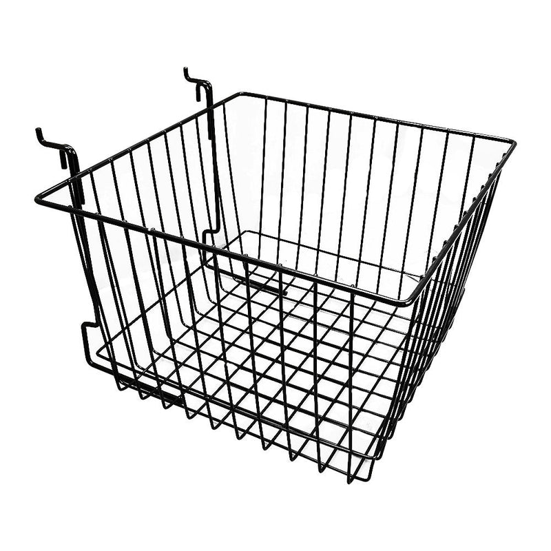 6 Pc Black 12x12x8 Slatwall Gridwall Pegboard Deep Basket Display Rack Fixture