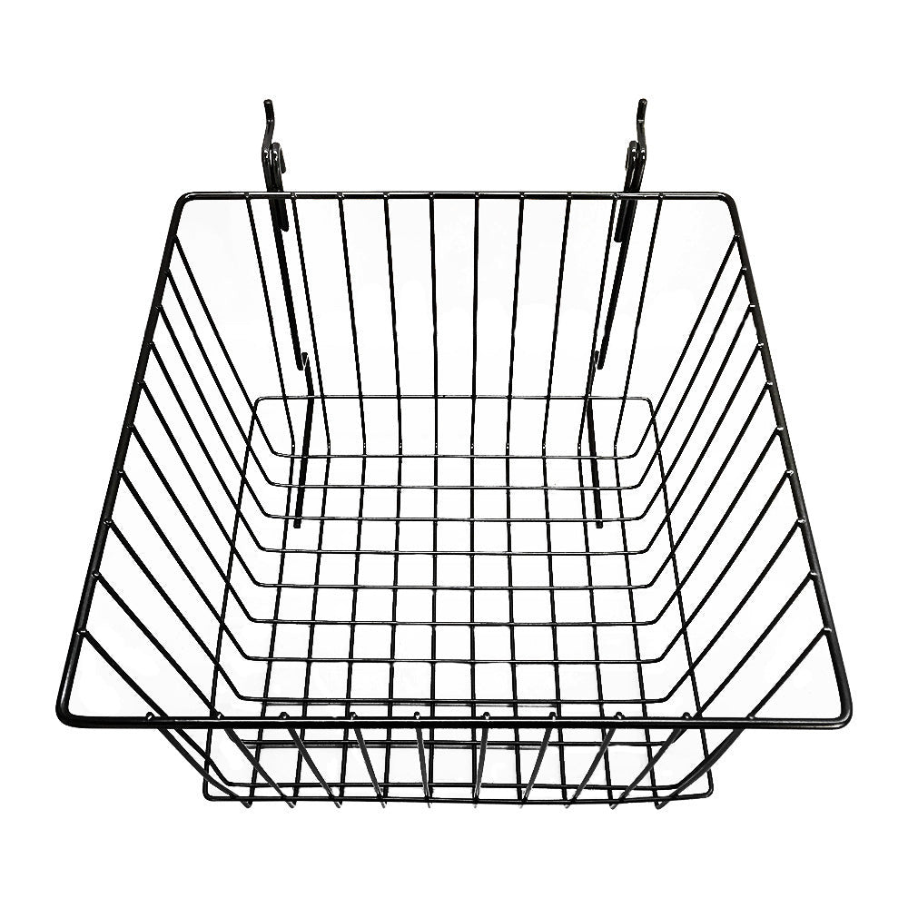 6 Pc Black 12x12x8 Slatwall Gridwall Pegboard Deep Basket Display Rack Fixture