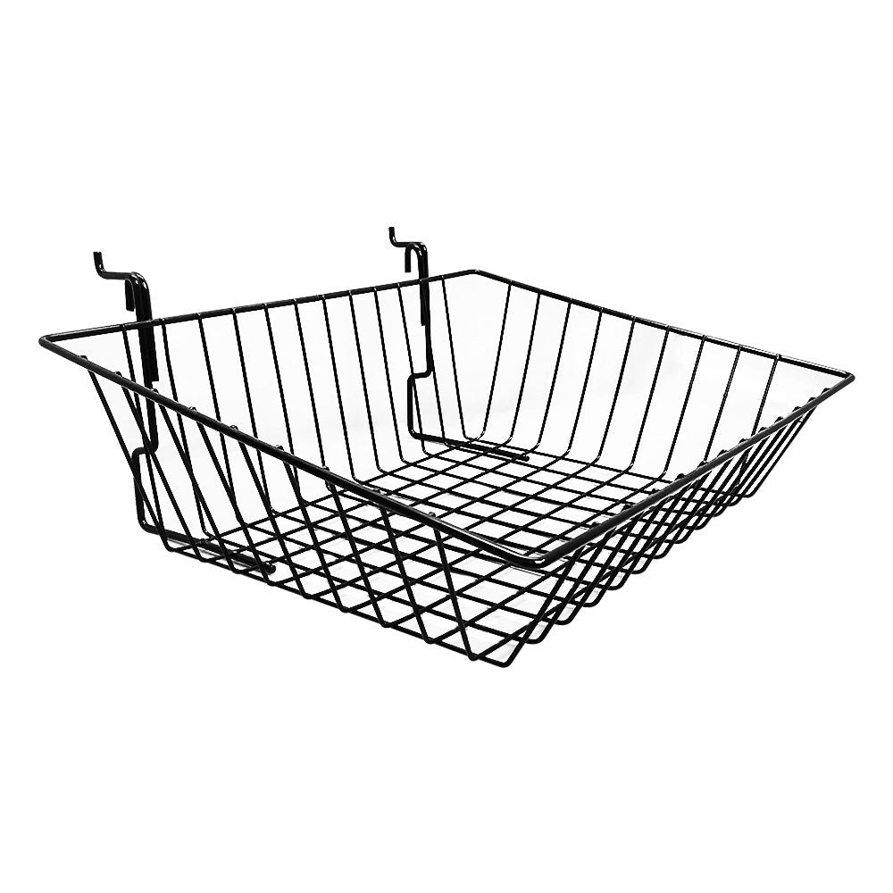 6 Pc Black 15x12x5 Slatwall Gridwall Pegboard Shallow Front Sloping Basket Display Rack Fixture