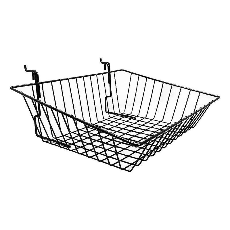 6 Pc Black 15x12x5 Slatwall Gridwall Pegboard Shallow Front Sloping Basket Display Rack Fixture