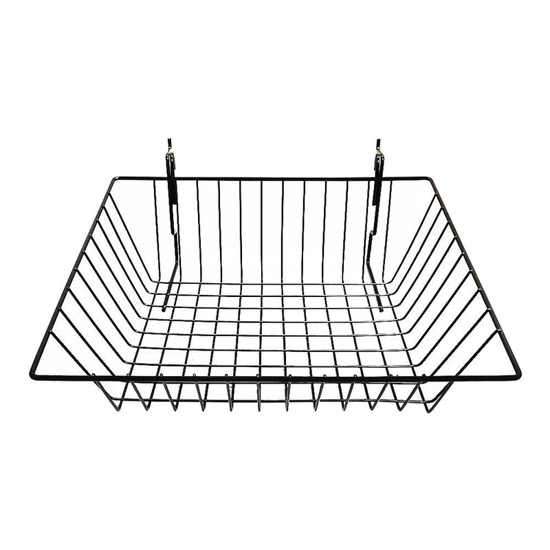 6 Pc Black 15x12x5 Slatwall Gridwall Pegboard Shallow Front Sloping Basket Display Rack Fixture