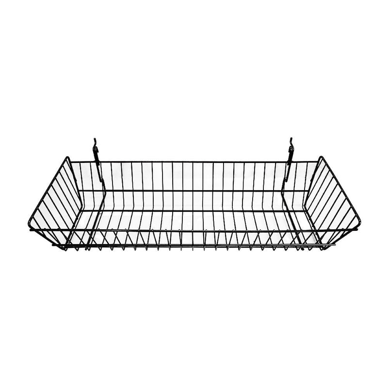 6 Pc Black Large Double Sloping Basket Slatwall Gridwall Pegboard Deep Rack Fixture