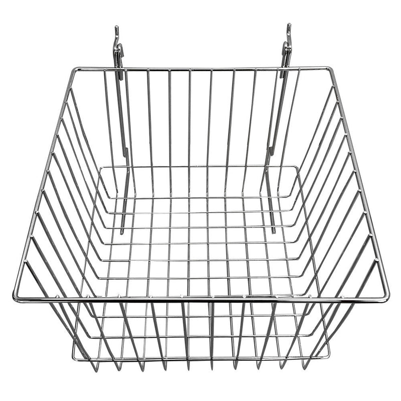 6 Pc Chrome 12x12x8 Slatwall Gridwall Pegboard Deep Basket Display Rack Fixture