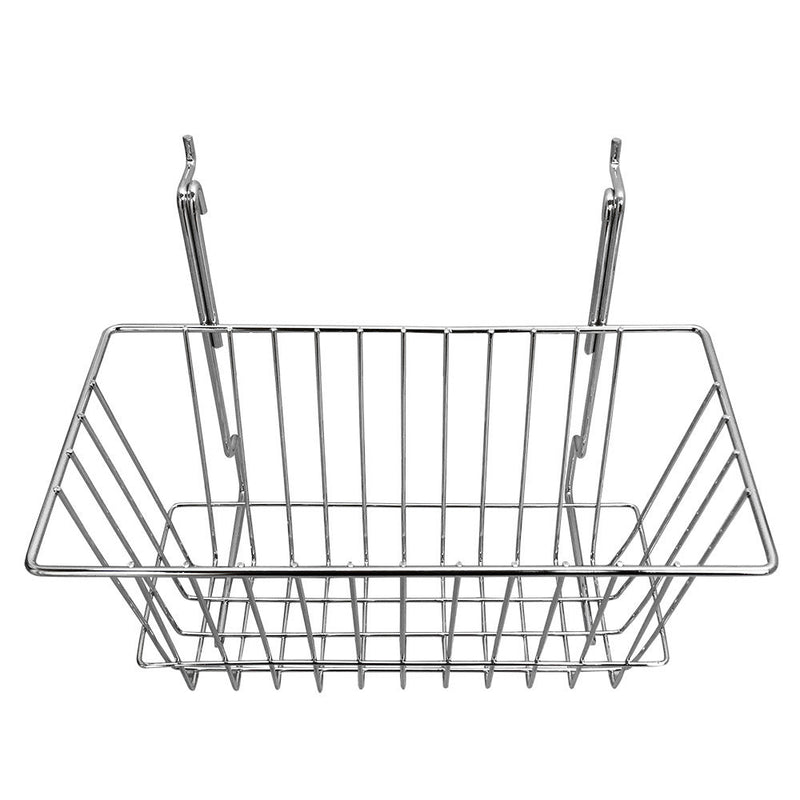 6 Pc CHROME 12x6x6 Slatwall Gridwall Pegboard Narrow Deep Basket Display Rack Fixture
