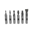 6 PC HSS 2 Flute End Mill Set Single End 3/8'' Shank Size 1/8-1/2''