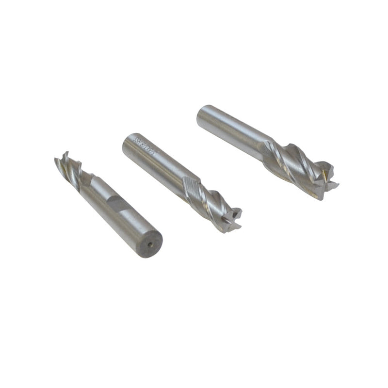 6 PC HSS 4 Flut End Mill Set Single End 3/8'' Shank, Size: 1/8, 3/16,1/4, 5/16, 3/8, & 1/2"