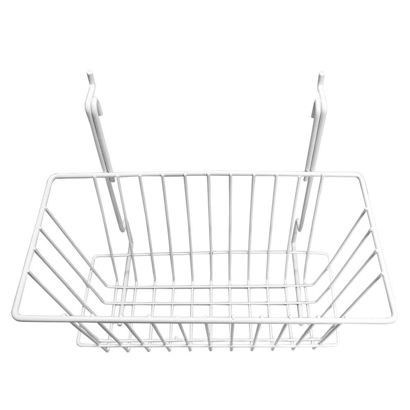 6 Pc WHITE 12x6x6 Slatwall Gridwall Pegboard Narrow Deep Basket Display Rack Fixture