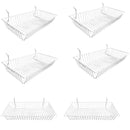 6 Pc White Slatwall Gridwall Pegboard Shallow Basket Display Rack 24x12x4