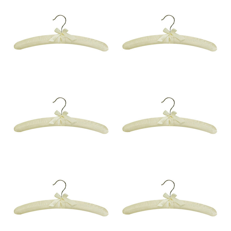 6 PCS 15" Ivory Satin Padded Hangers Dress Lingerie Bridal Cloth Hanging