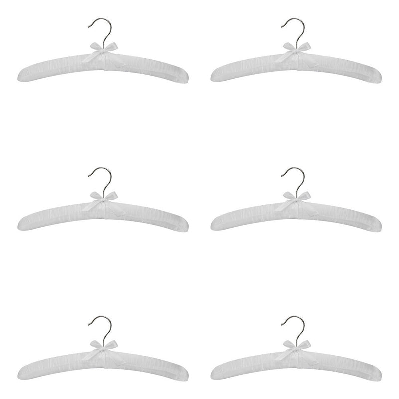 6 PCS 15" White Satin Padded Hangers Dress Lingerie Bridal Cloth Hanging