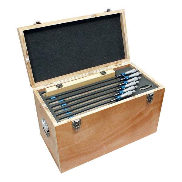 6 Pcs 6-12''/0.0001'' Outside Micrometer Set Metal Frame Carbide Tip Wooden Case