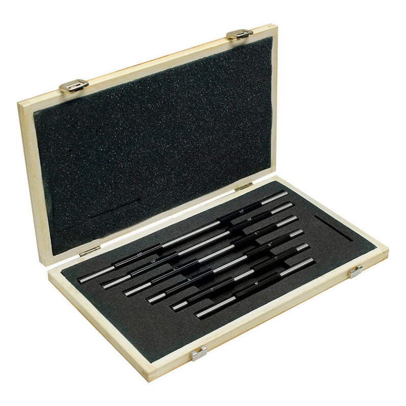 6 Pcs 6-12''/0.0001'' Outside Micrometer Set Metal Frame Carbide Tip Wooden Case
