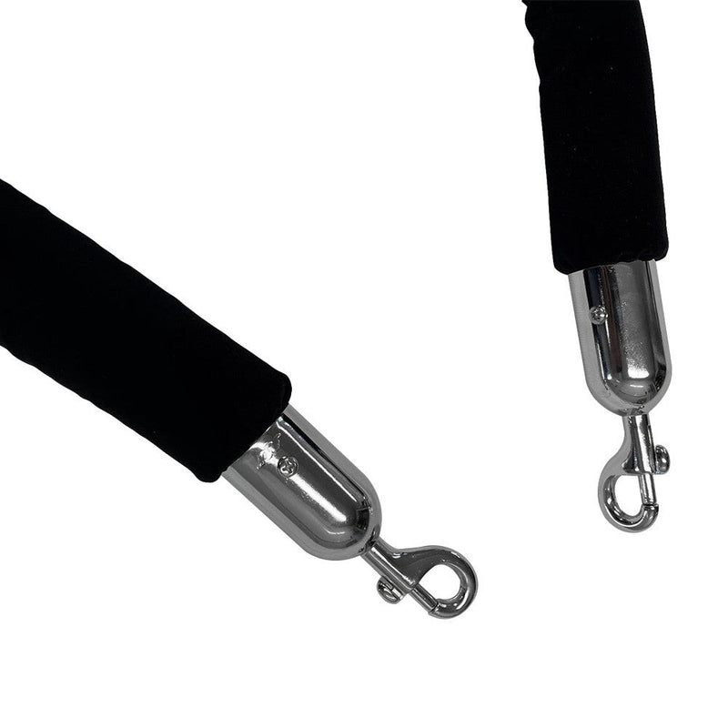 60''(5 Ft) Black Velvet Rope with Hooks Crowd Control Stanchion Rope Barrier