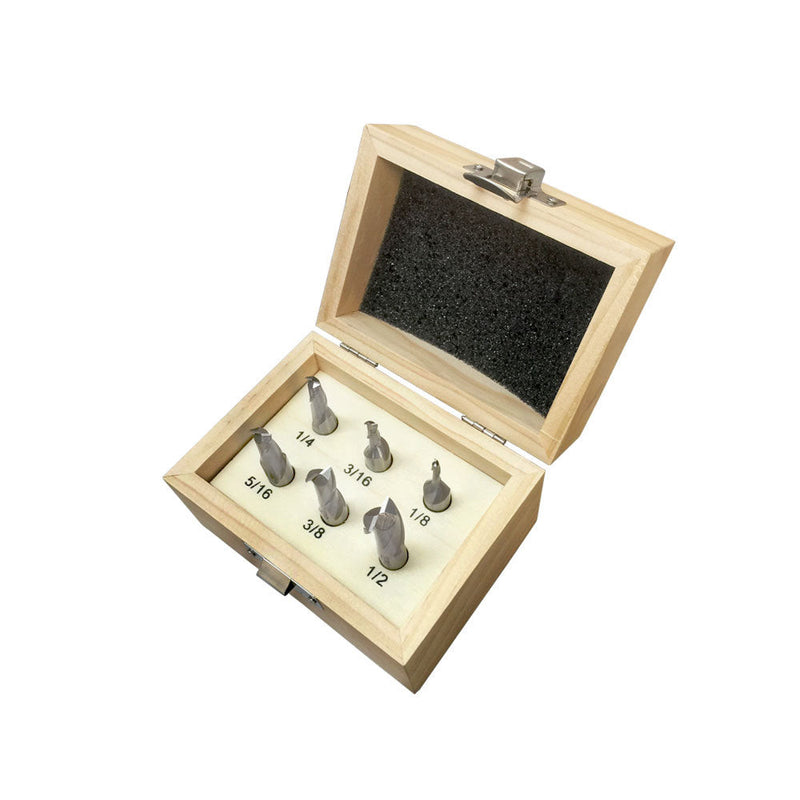 6PC 1/8-1/2'' HSS 2 Flute End Mill Set High Speed Steel Center Cut 3-8 Shank