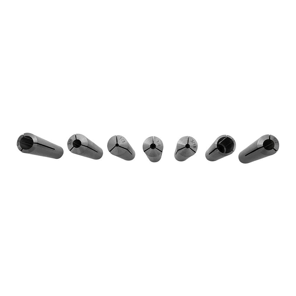 7 Pc 1/8'' - 1/2'' MT3 Round Collet Set 3-8''-16 Drawbar Thread