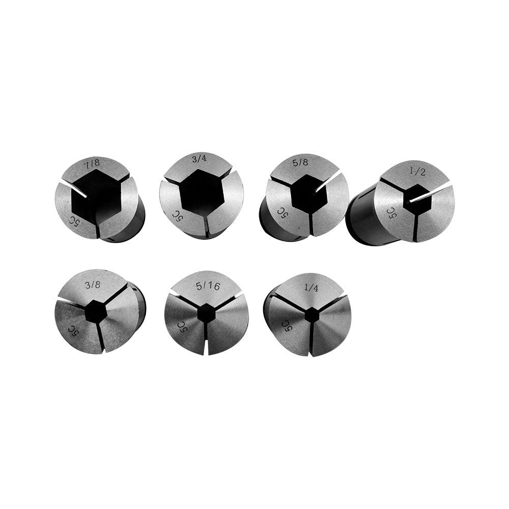 7 Pc 5c Hex Collet Set  1/4" - 7/8'' Harden Machinist Tool 40CR Chuck Lathe 5C Collet Set